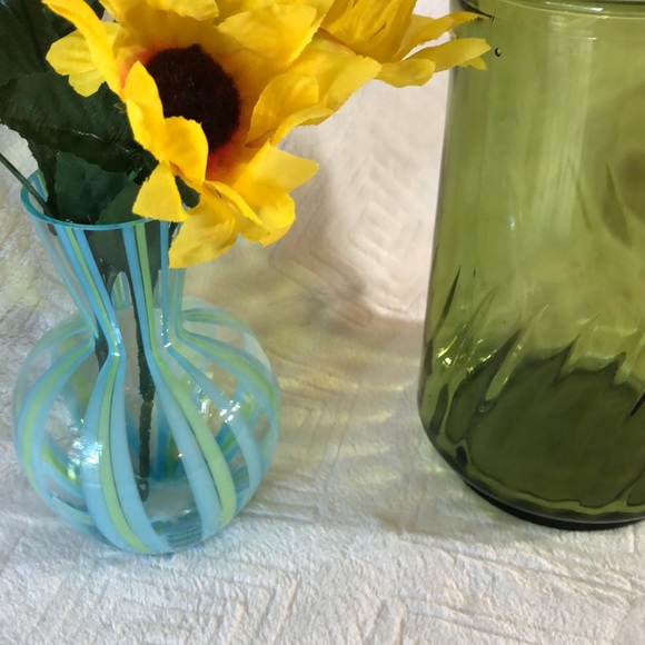 Retro Green Glass Pitcher and Vase - Picture 7 of 9